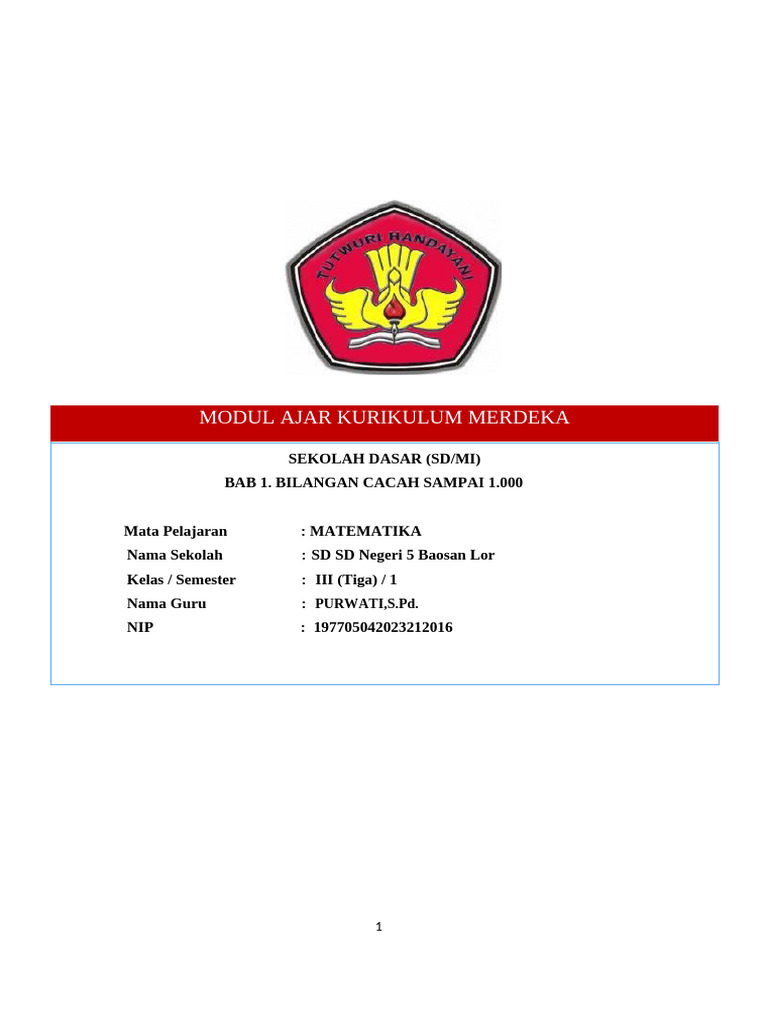 Modul Ajar Matematika Kelas III SD | PDF
