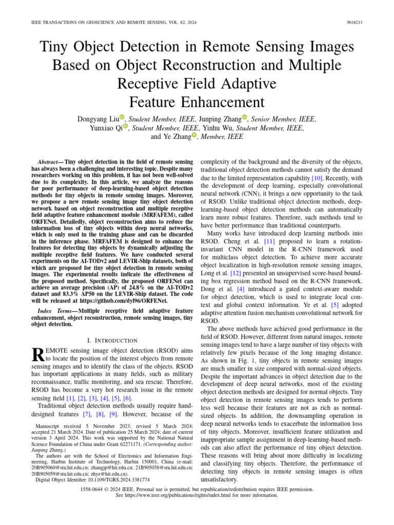 Tiny Object Detection in Remote Sensing Images Based On Object ...