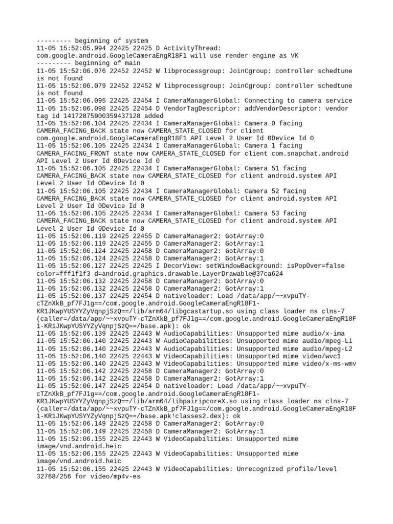 Camera State and Error Log Analysis | PDF | System Software | Mobile Linux