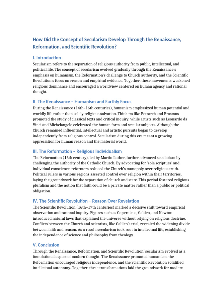 Secularism_Renaissance_Reformation_Scientific_Revolution | PDF ...
