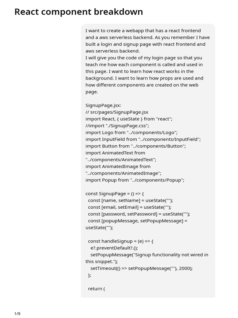 React Signup Page Component Guide | PDF | Computing | Software Engineering