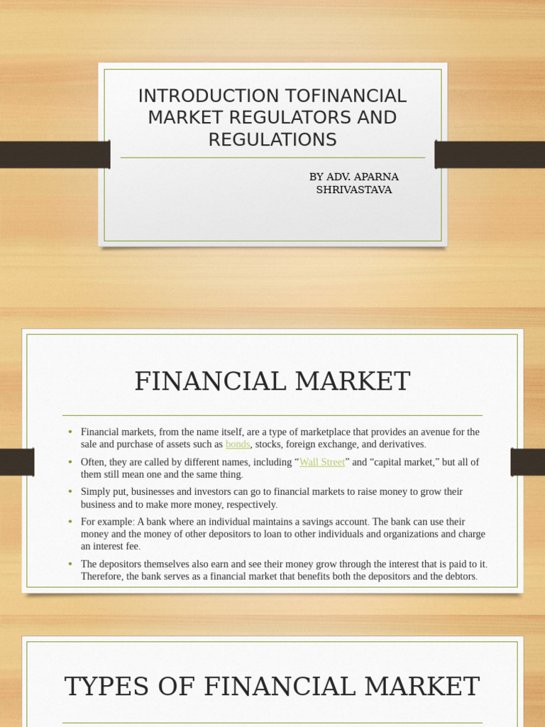 Overview of Financial Market Regulators | PDF | Financial Markets ...