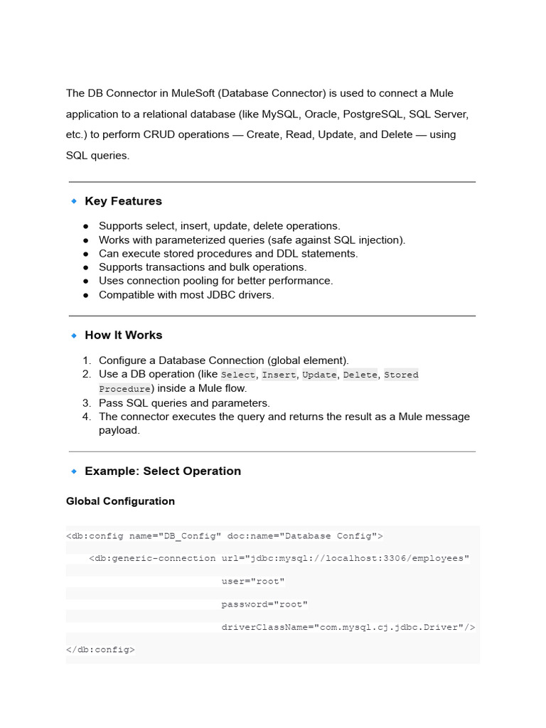 MuleSoft Database Connector Overview | PDF | Databases | Data ...
