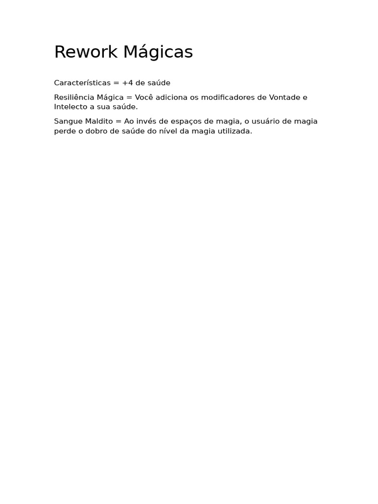 Regras de Rework Mágicas e Saúde | PDF