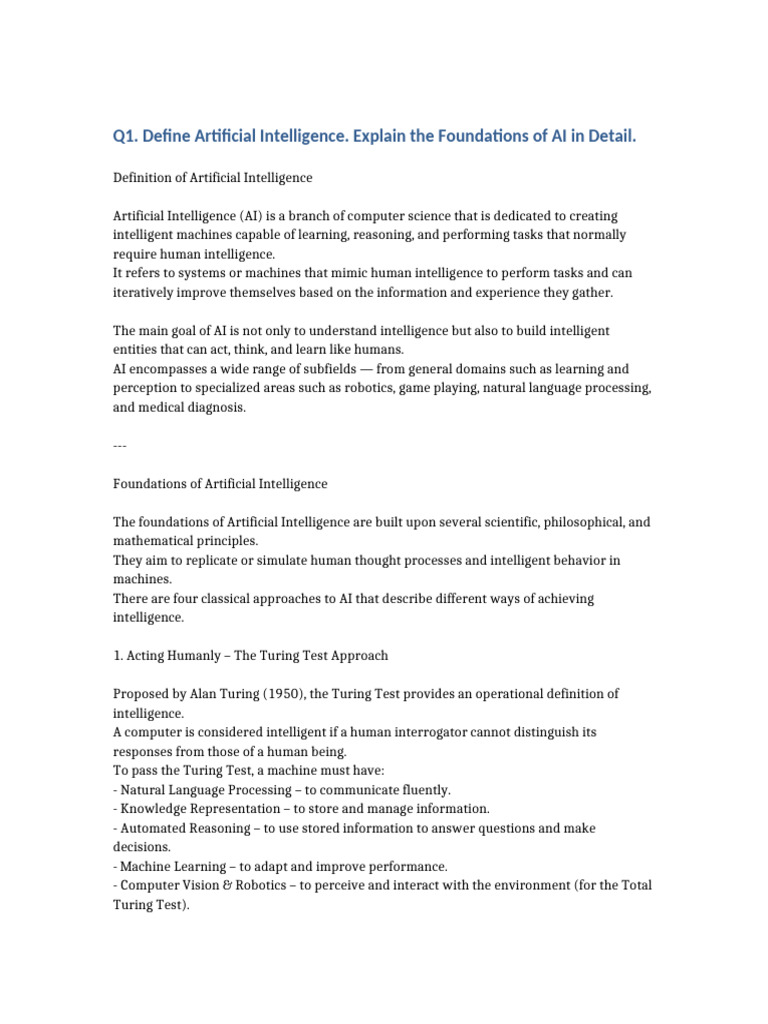 Artificial Intelligence Foundations | PDF | Intelligence (AI ...