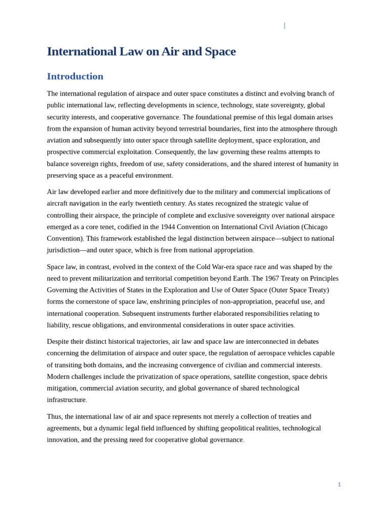 International Air and Space Law Overview | PDF | International Law ...