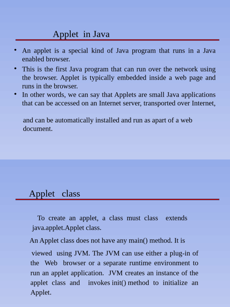 Java Applet Basics and Lifecycle | PDF | Java Virtual Machine | Java ...