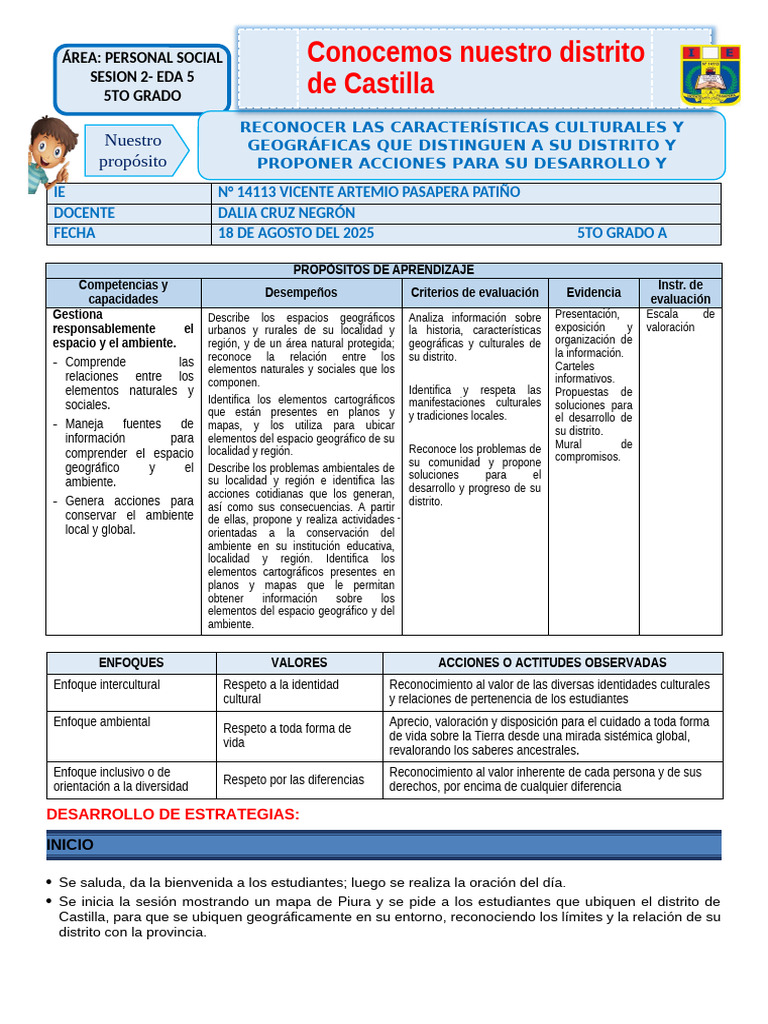 Personal Social - Sesión 2 - Eda 5 - 5to Grado | PDF