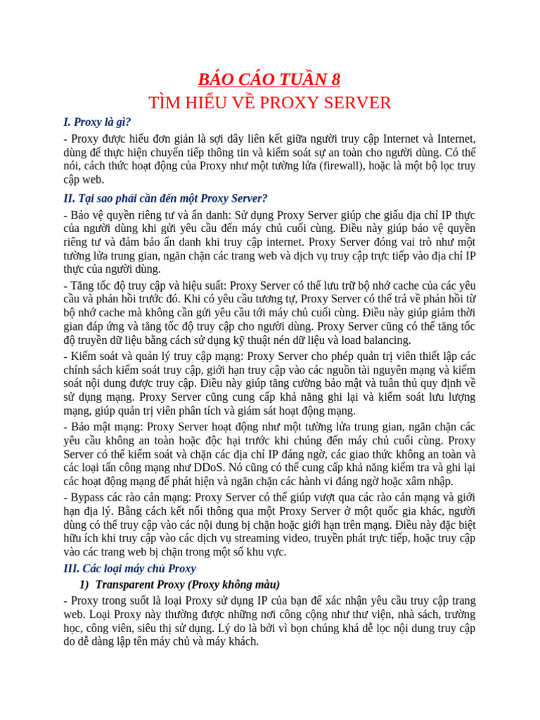 TÌM HIỂU VỀ PROXY SERVER | PDF