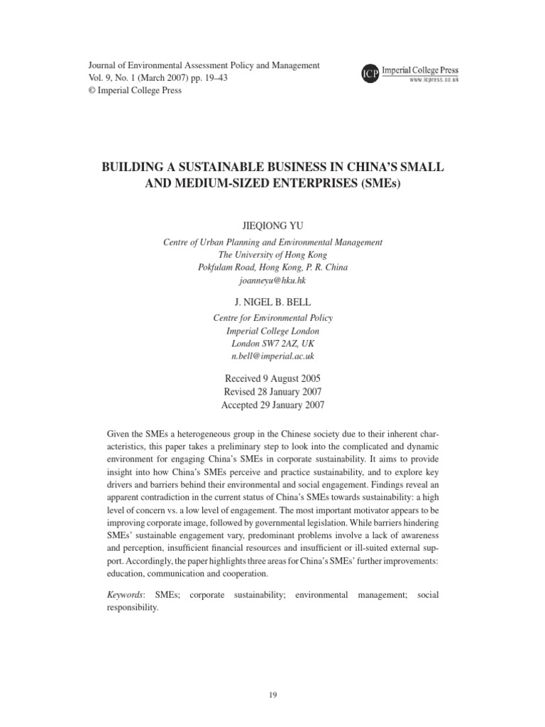 Sustainable Practices in China's SMEs | PDF | Sustainability | Supply Chain
