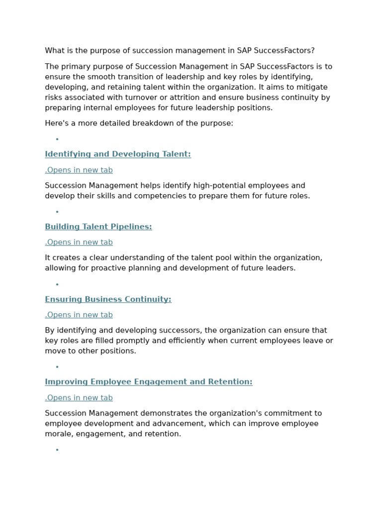 SAP SuccessFactors Succession Management | PDF | Employee Retention ...