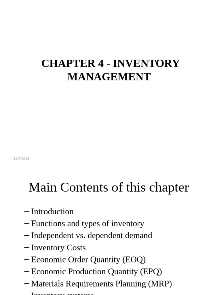 Inventory Management Essentials Guide | PDF | Inventory | Supply Chain ...