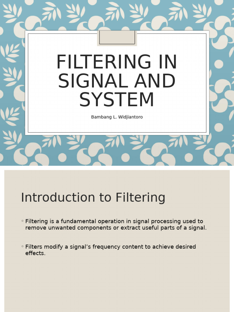 Signal Filtering in Systems Explained | PDF | Low Pass Filter | Filter ...