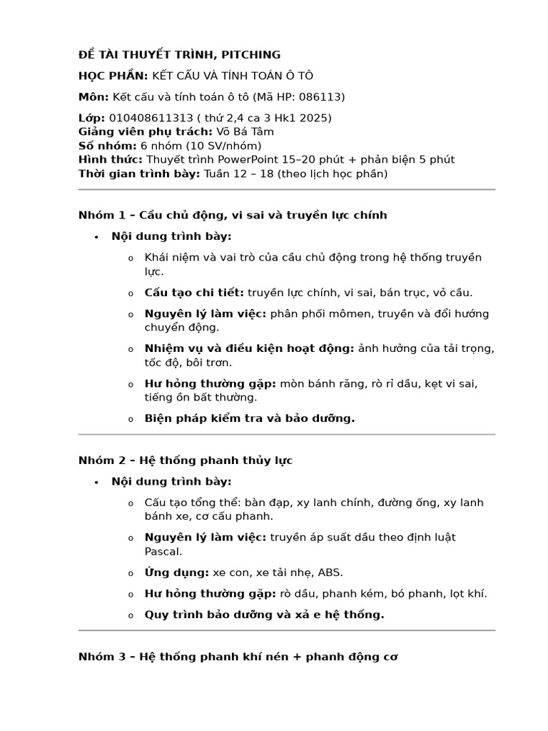 Yêu Cầu Thuyết Trình CA 4 | PDF