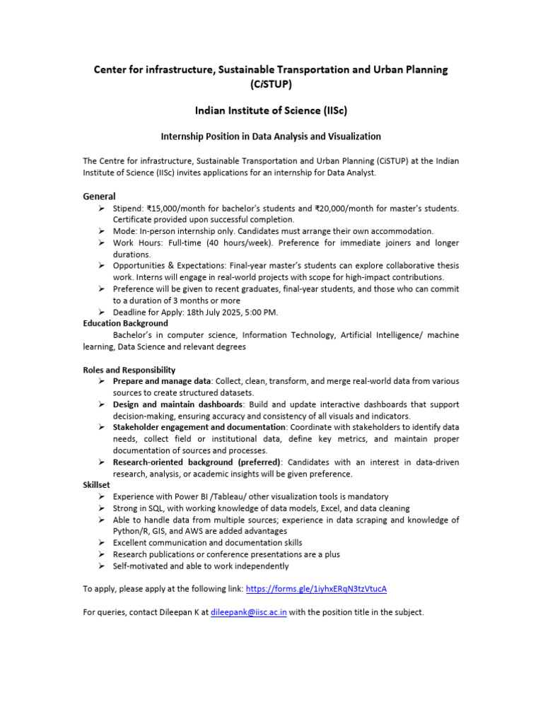 Internship Position in Data Analysis Zation | PDF | Data | Data Analysis