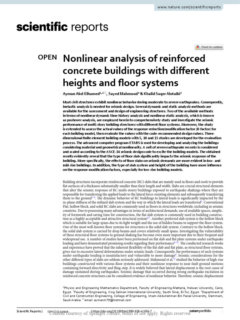 Seismic Analysis of RC Buildings by Floor Type | PDF | Spectral Density ...