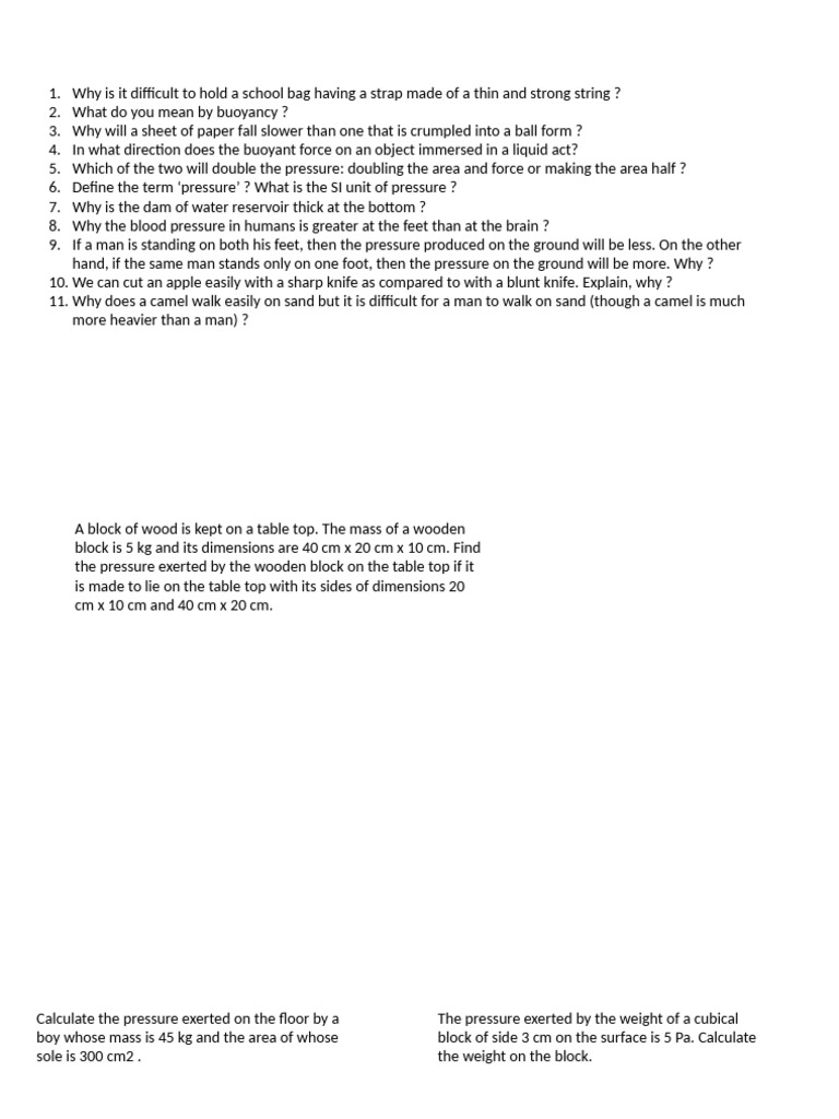 Class 9 Floatation Numericals Guide | PDF | Density | Buoyancy