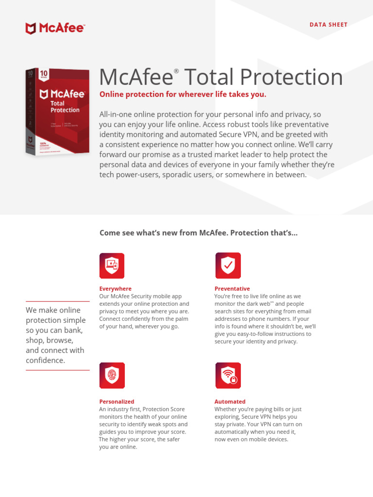 McAfee Total Protection Overview | PDF | Tablet Computer | Privacy