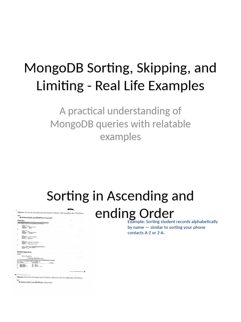 Mongodb Sorting Skip Limit Examples Pdf