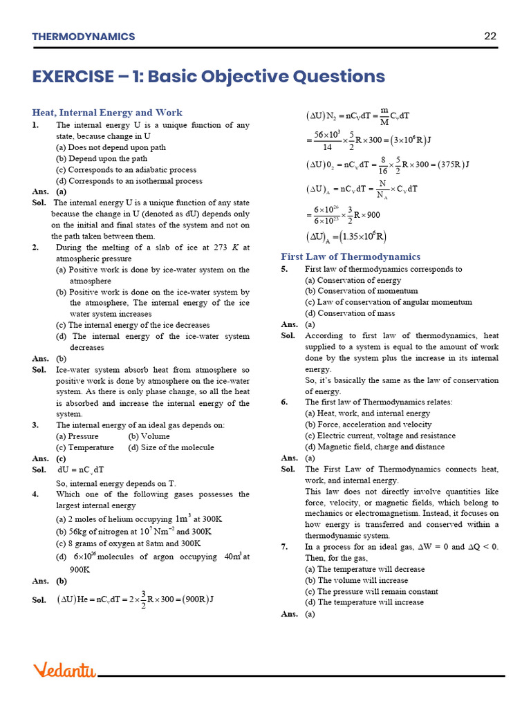 Thermodynamics: Key Concepts and Exercises | PDF | Heat | Gases