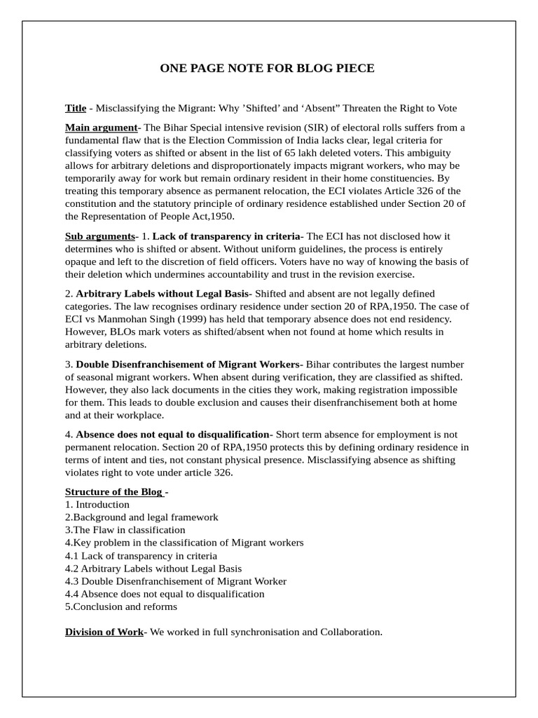Migrant Voting Rights at Risk in Bihar | PDF | Governance | Democracy