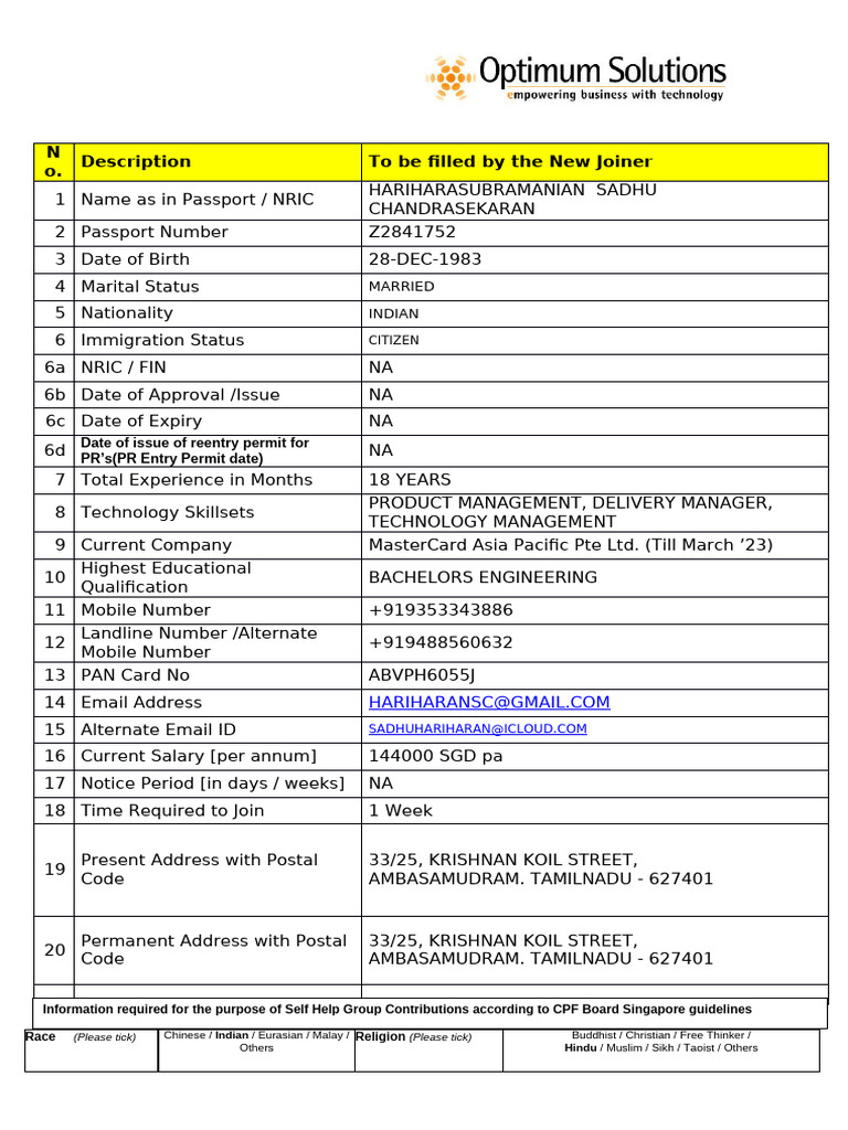 Offer Process Form | PDF