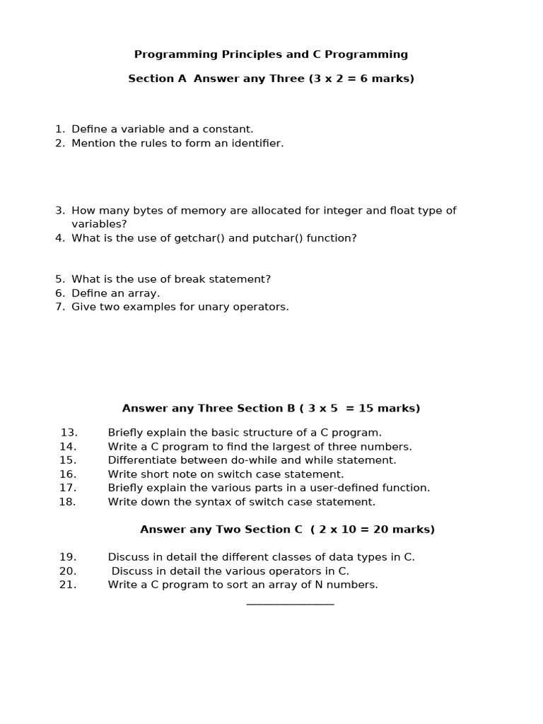 C Programming Principles and Concepts | PDF