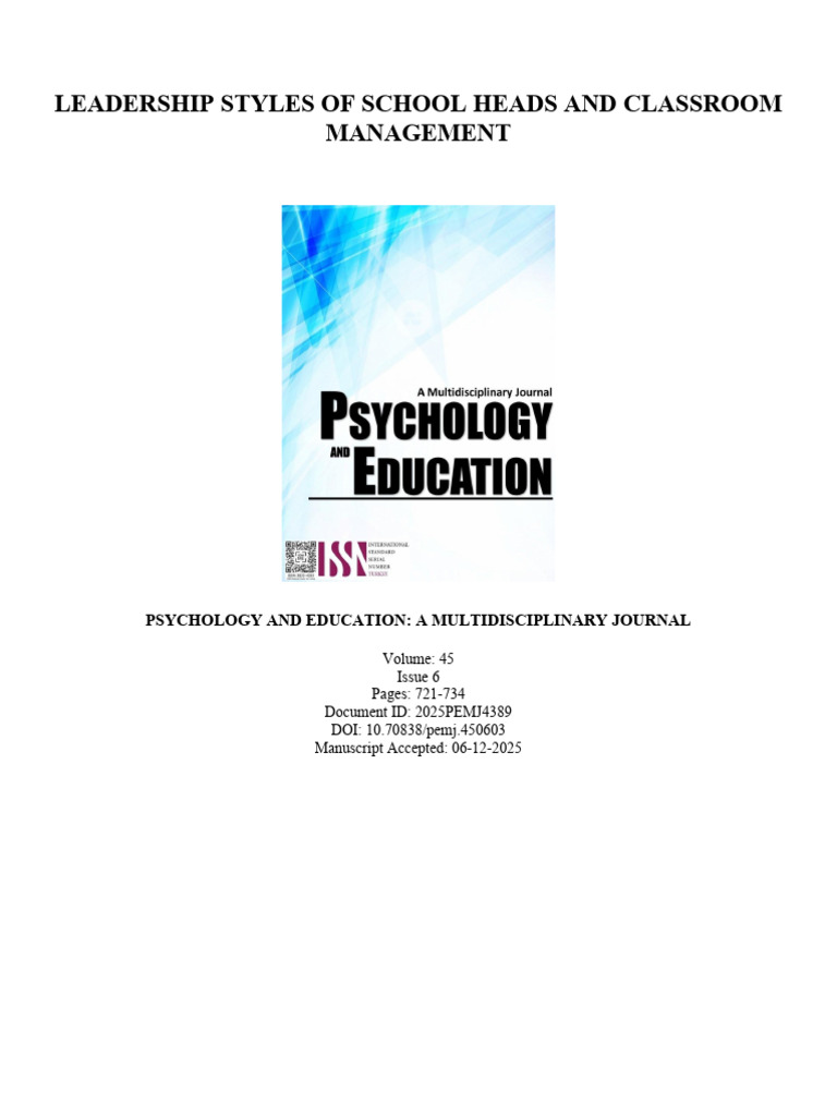 Leadership Styles and Classroom Management | PDF | Classroom Management ...