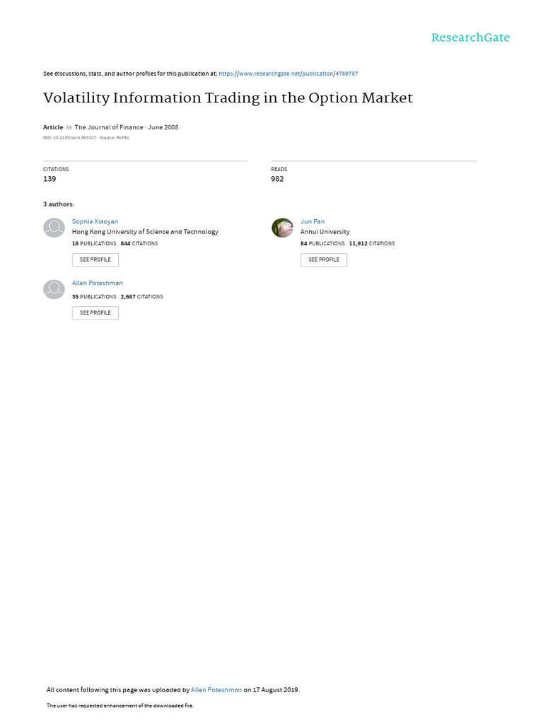 Volatility Information in Options Trading | PDF | Option (Finance ...