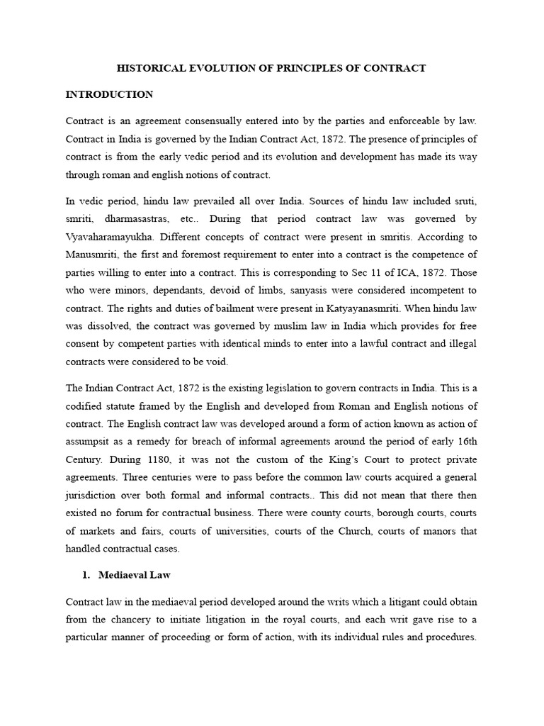 Evolution of Contract Law in India | PDF | Legal Remedy | Tort