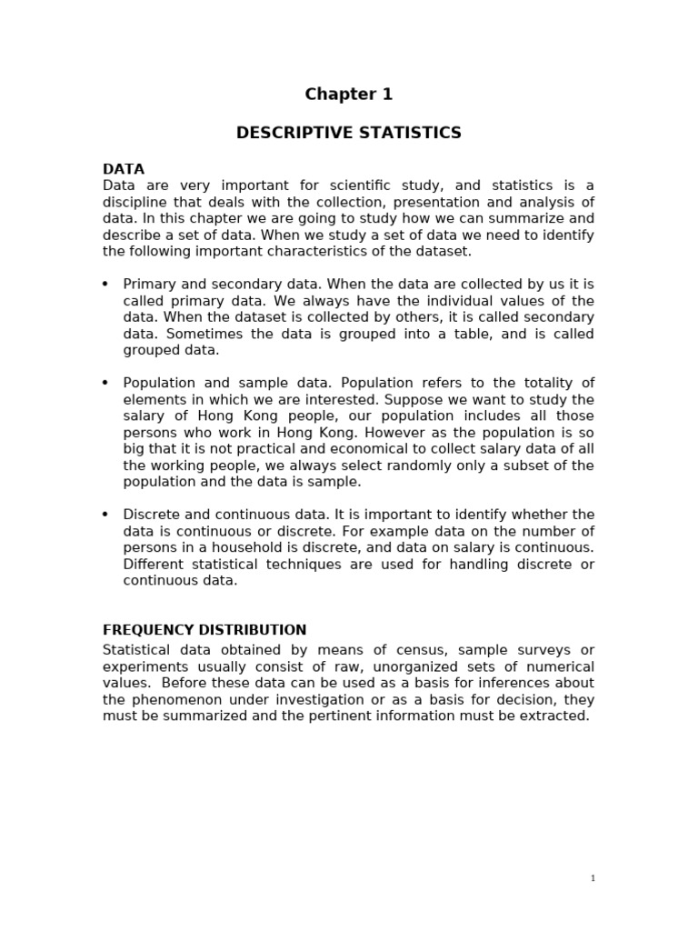 Descriptive Statistics Overview | PDF | Probability Distribution | Variance