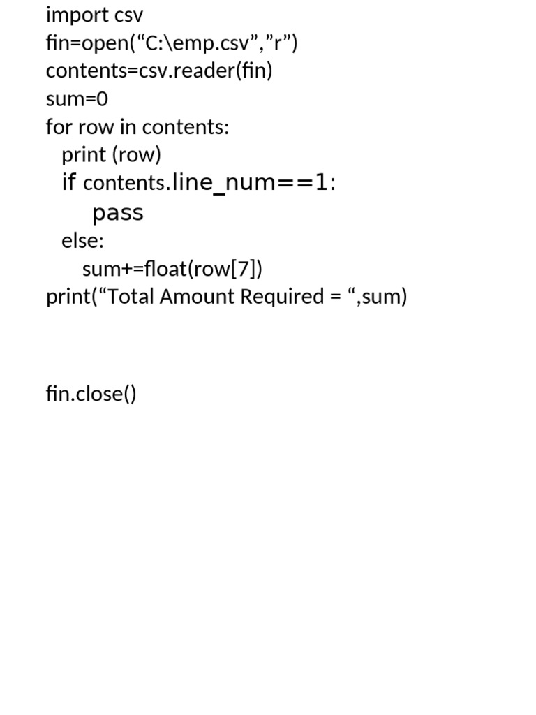Calculate Total from CSV Data | PDF