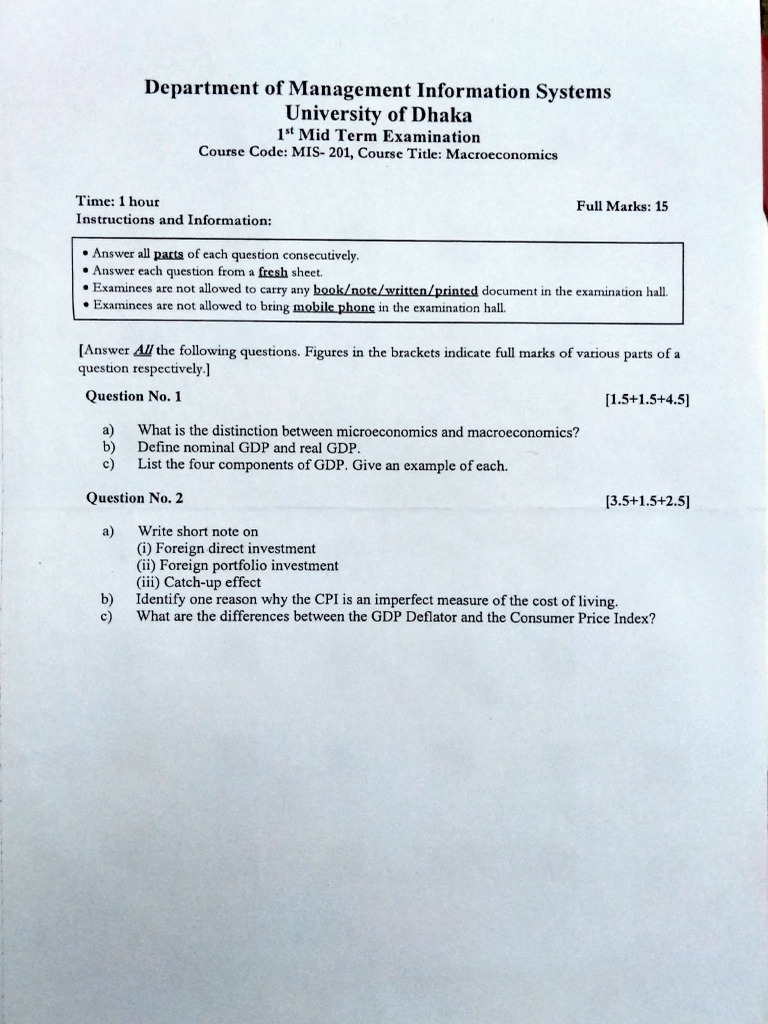 Dhaka University MIS 201 Midterm Exam Guide | PDF