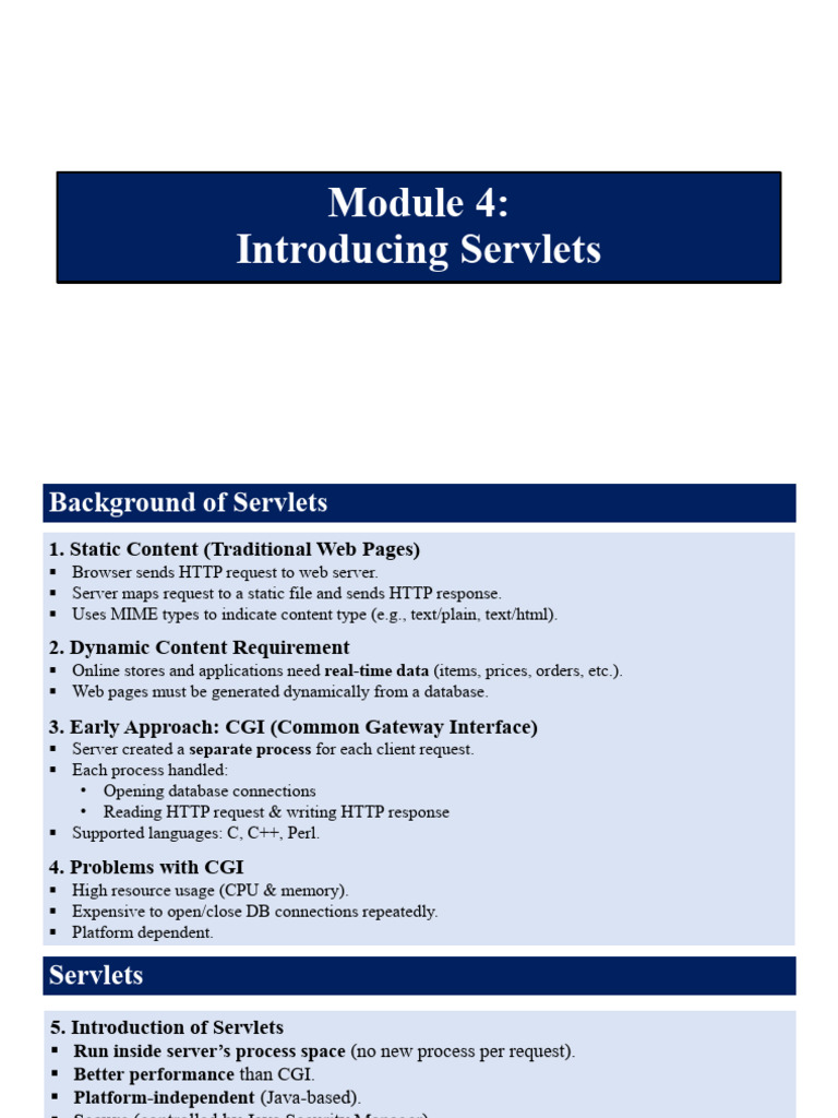 Introduction to Java Servlets Basics | PDF | Web Server | Internet & Web