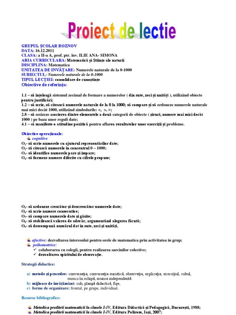 1 Proiect Didactic A