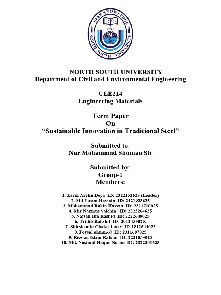CEE 214 Term Paper Group 1 | PDF | Steelmaking | Blast Furnace