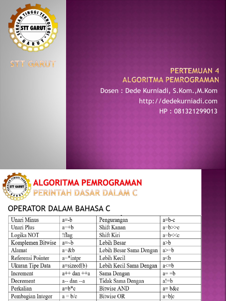 Algoritma Pemrograman 4 (Operator) | PDF