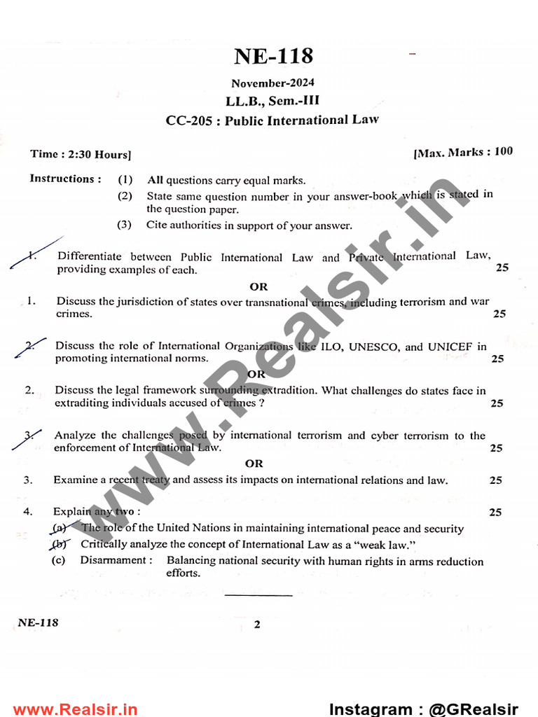 CC-205 Public International Law - 2024 | PDF