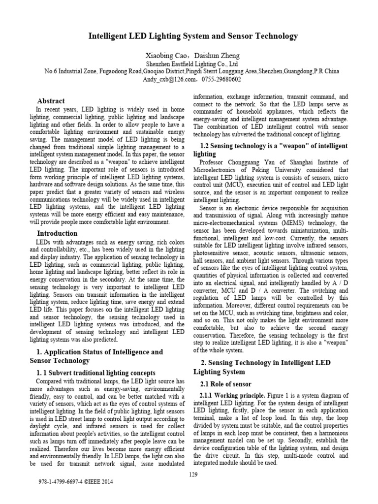 Intelligent LED Lighting & Sensor Tech | PDF | Lighting | Light ...