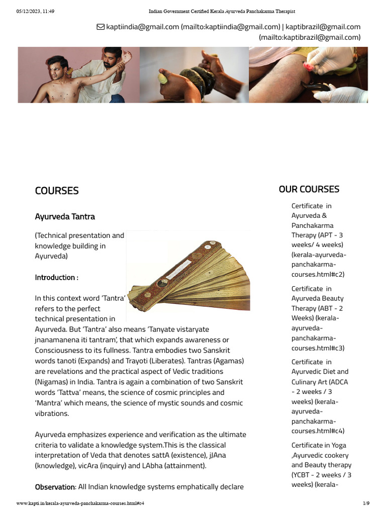Kerala Ayurveda Panchakarma Courses | PDF | Ayurveda | Tantra