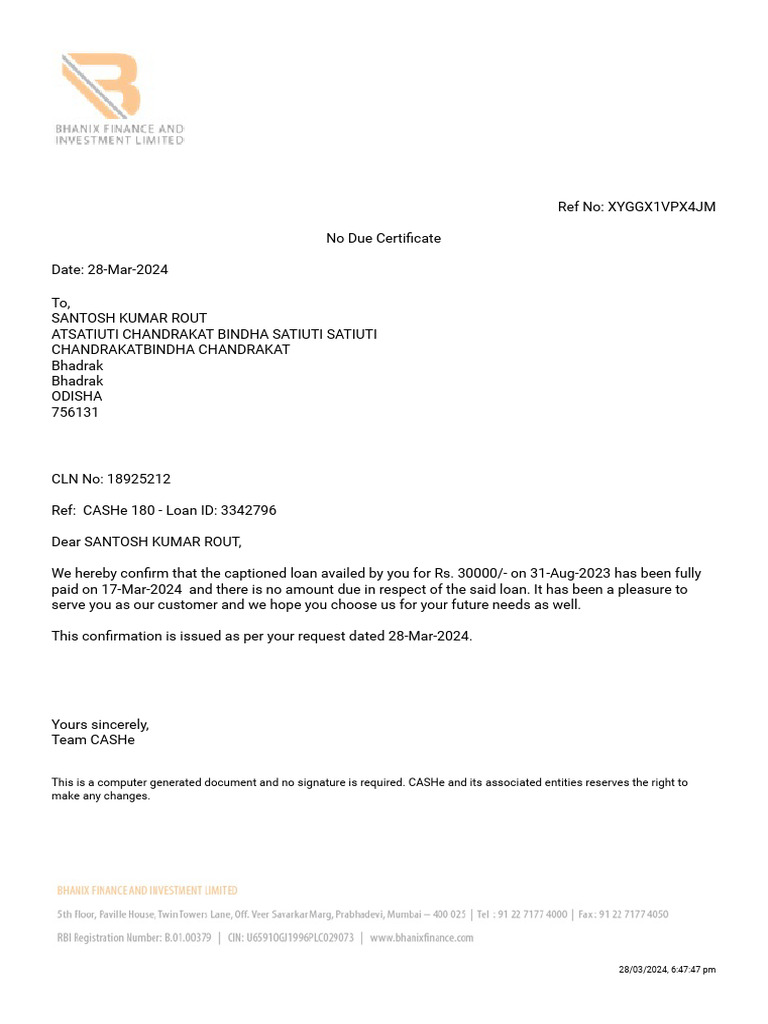 This Is A Computer Generated Document and No Signature Is Required ...