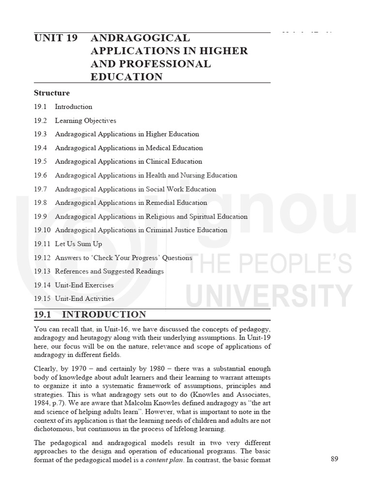 Andragogy in Higher Education Applications | PDF | Pedagogy | Teaching