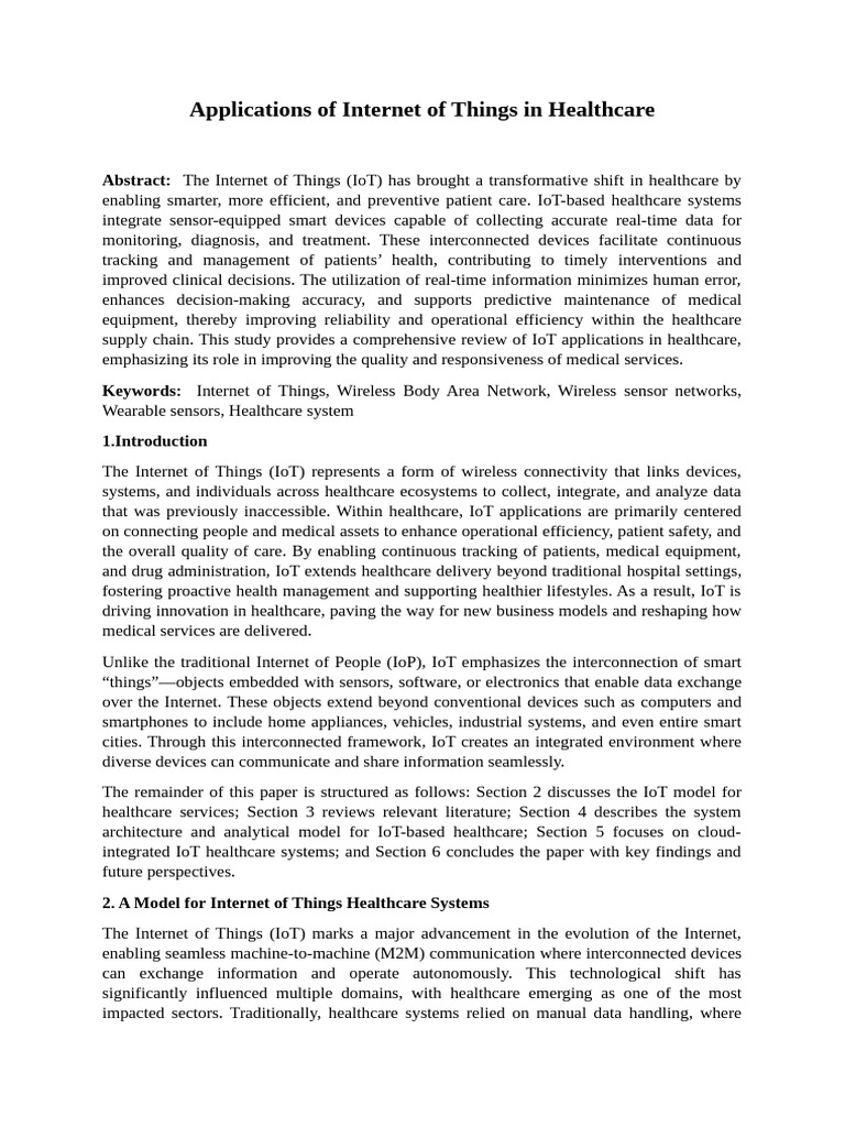 IoT Applications Transforming Healthcare | PDF | Internet Of Things ...
