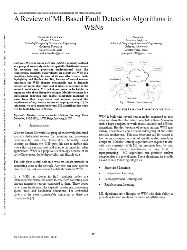 ML Fault Detection in Wireless Sensor Networks | PDF | Machine Learning ...