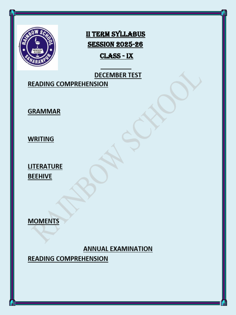 Class 9 2ND Term Syllabus 2025-26 | PDF | Area | Geometry