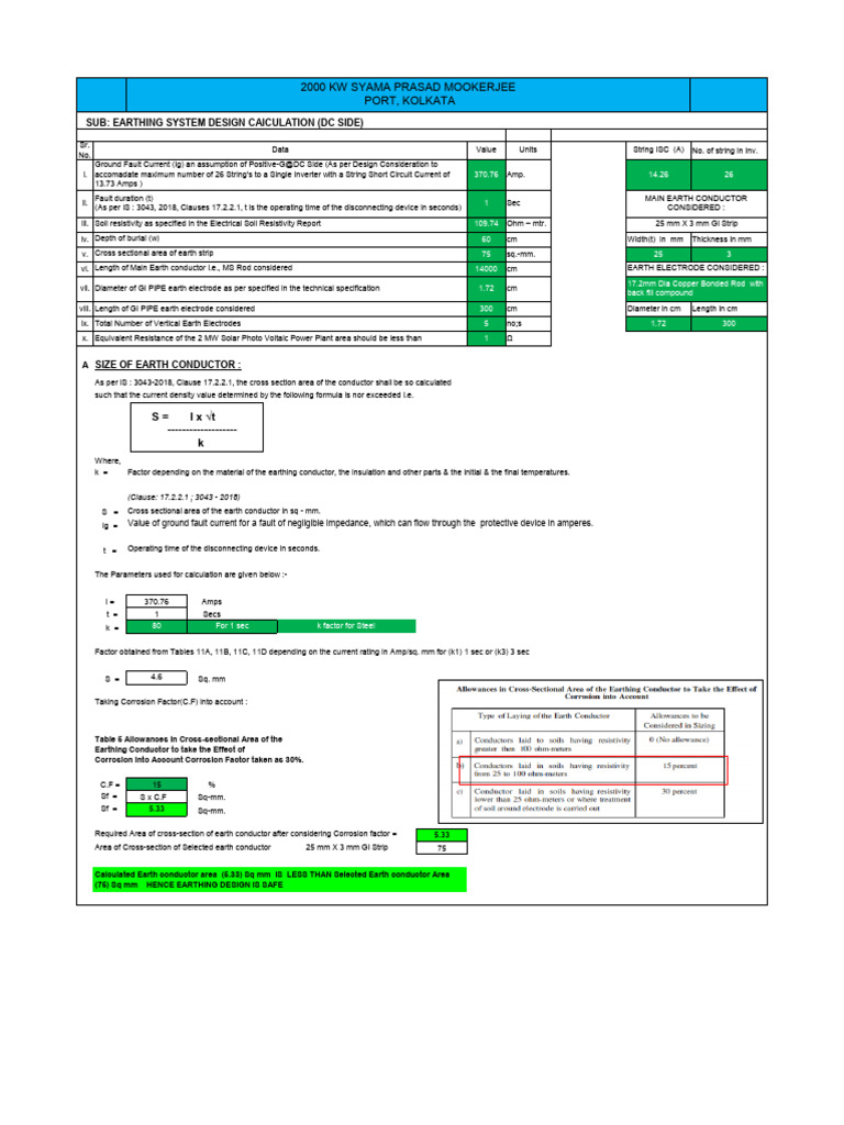 Earthing System Design Calculation Guide | PDF | Electrical Resistivity ...