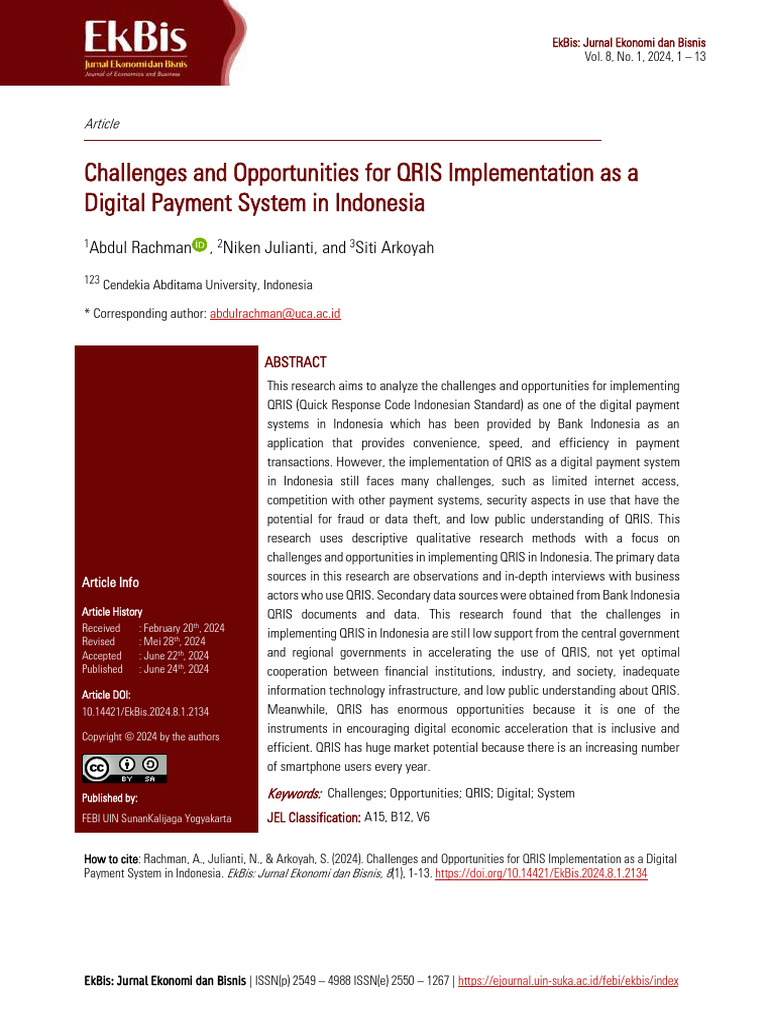 QRIS in Indonesia: Challenges & Opportunities | PDF | Qr Code | Banking ...
