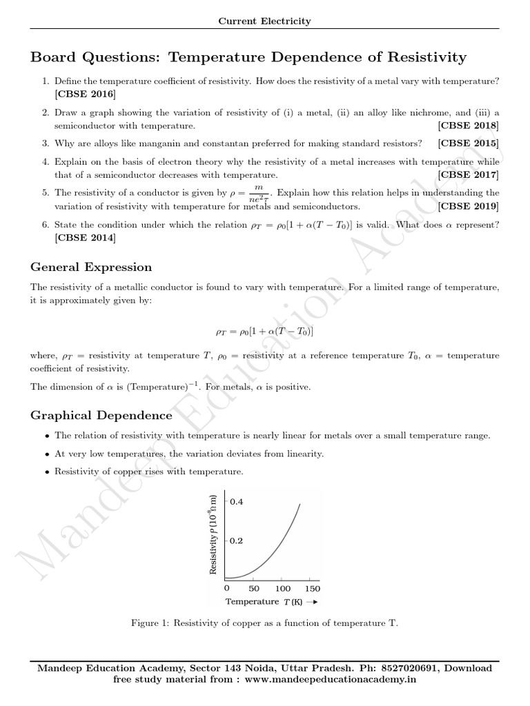 Temperature Dependence of Resistivity | PDF | Electrical Resistivity ...