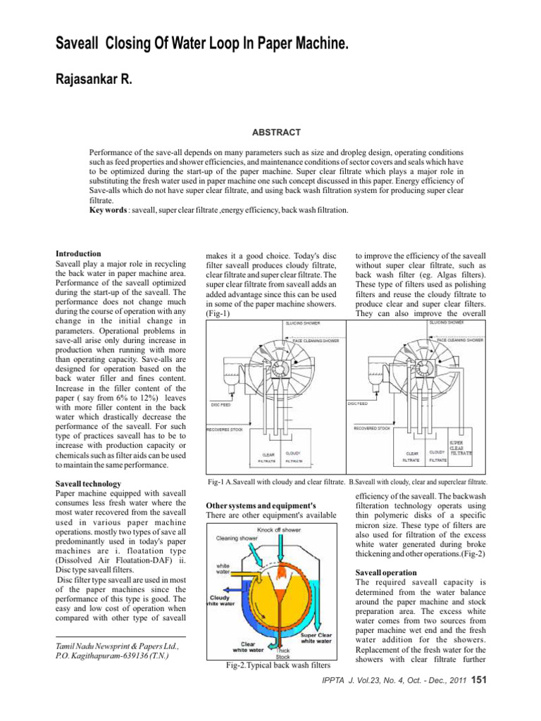 Saveall Performance in Paper Machines | PDF | Filtration | Paper