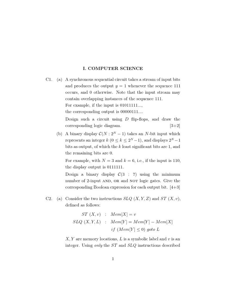 Model Questions JRF CS 2023 CSB | PDF | Cpu Cache | Vertex (Graph Theory)